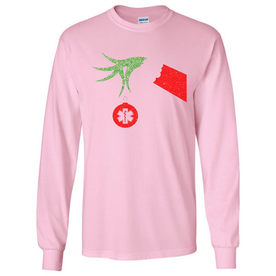 Funny Grinch Hand holding Doctor ornament Christmas Sporty T-Shirt - Long Sleeve T-Shirt