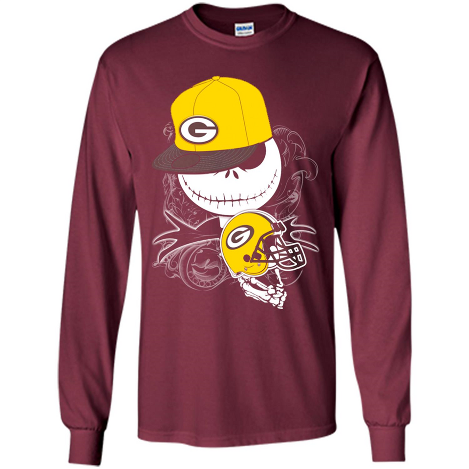 Jack Skellington The Nightmare Before Christmas-Packers Football - Long Sleeve T-Shirt