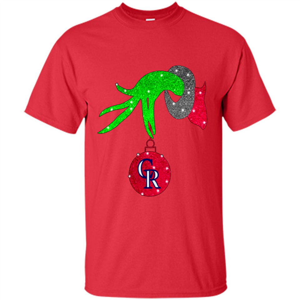 GRINCH HAND HOLDING COLORADO ROCKIES GLITTER CHRISTMAS PINGPONG