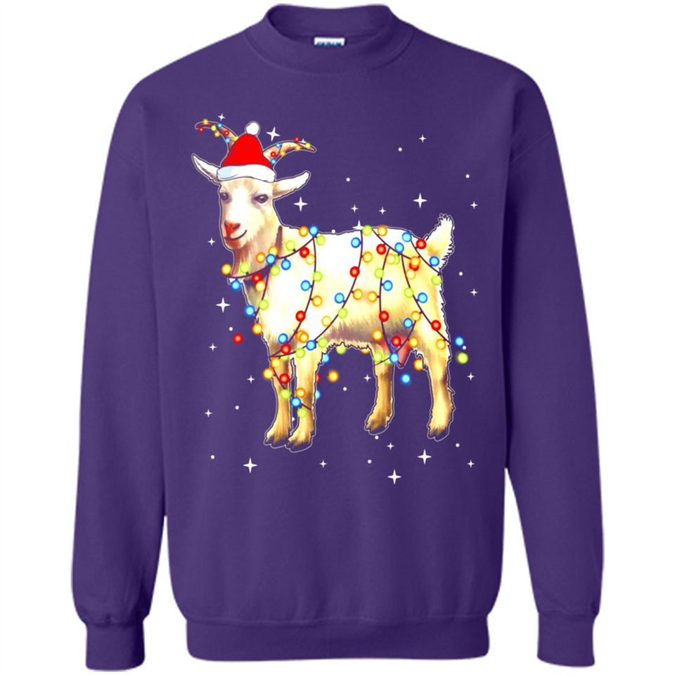 Christmas Lights Goat Wearing Santa Hat Funny Xmas - Sweatshirt
