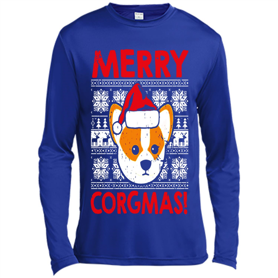 Funny Christmas Santa Corgi Dog Merry Corgmas - Canvas Long Sleeve T-Shirt