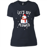 Let's Get Plowed Funny Christmas Snowman - Ladies' Boyfriend T-Shirt