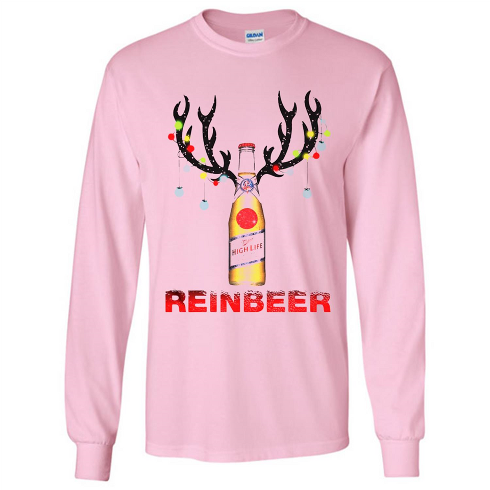 Miller High Life beer reinbeer Christmas - Long Sleeve T-Shirt