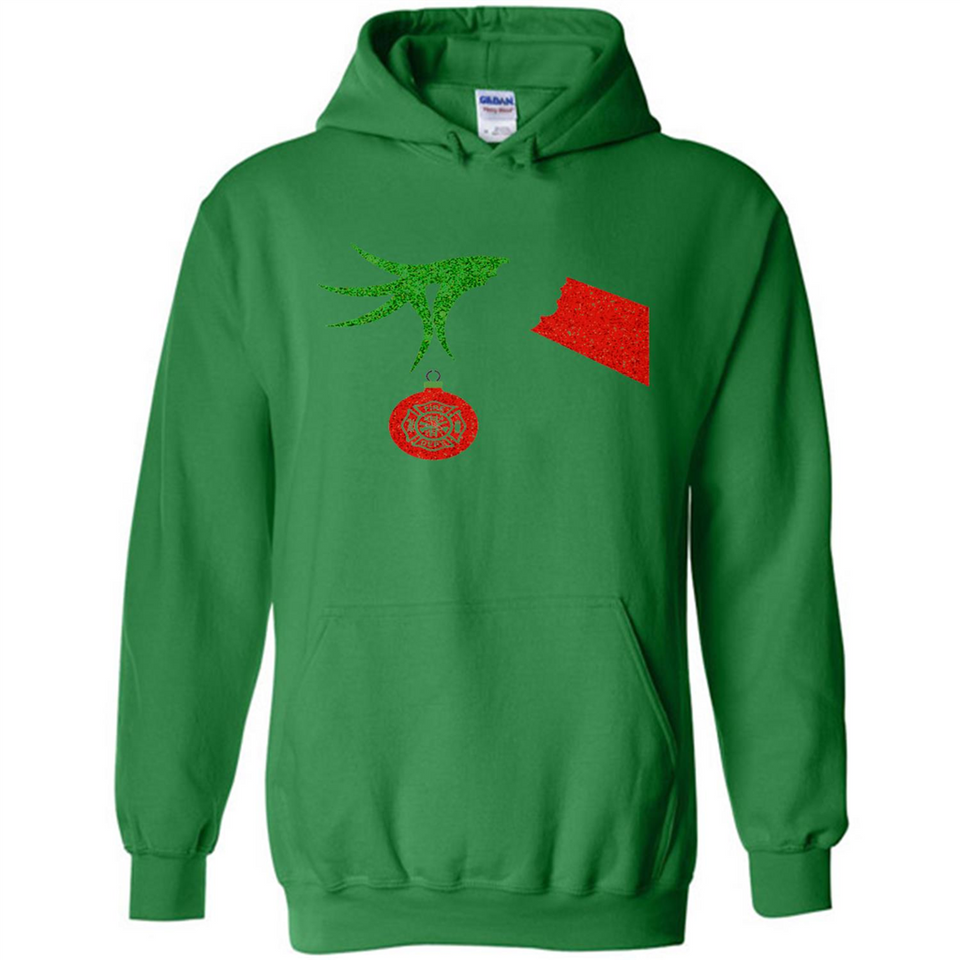 Funny Grinch Hand holding Firefighter ornament Christmas Sporty T-Shirt - Hoodie
