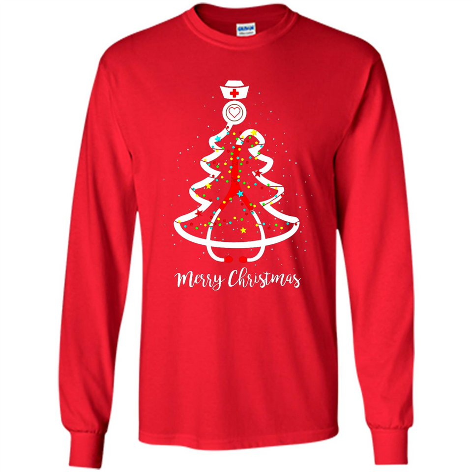 Christmas tree Nurse merry Christmas - Long Sleeve T-Shirt