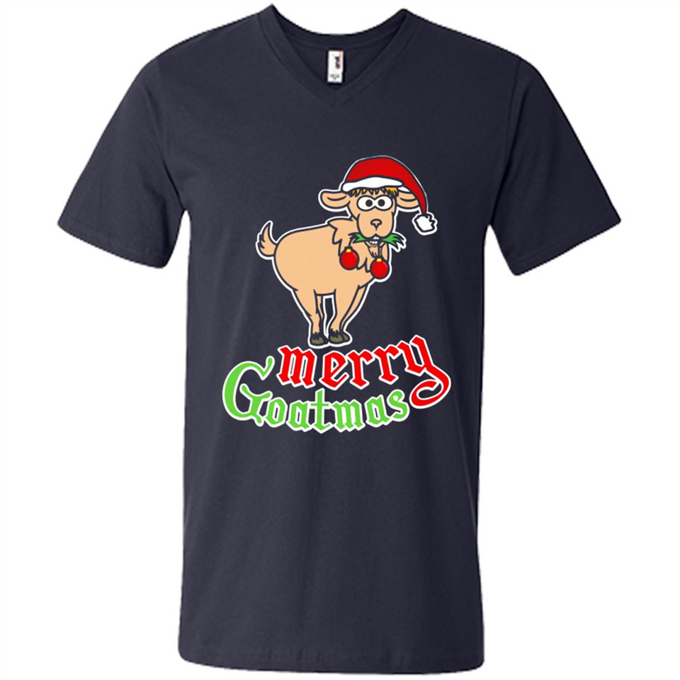 Christmas Merry Goatmas Goat Shirt Santa Hat - Men's V-Neck
