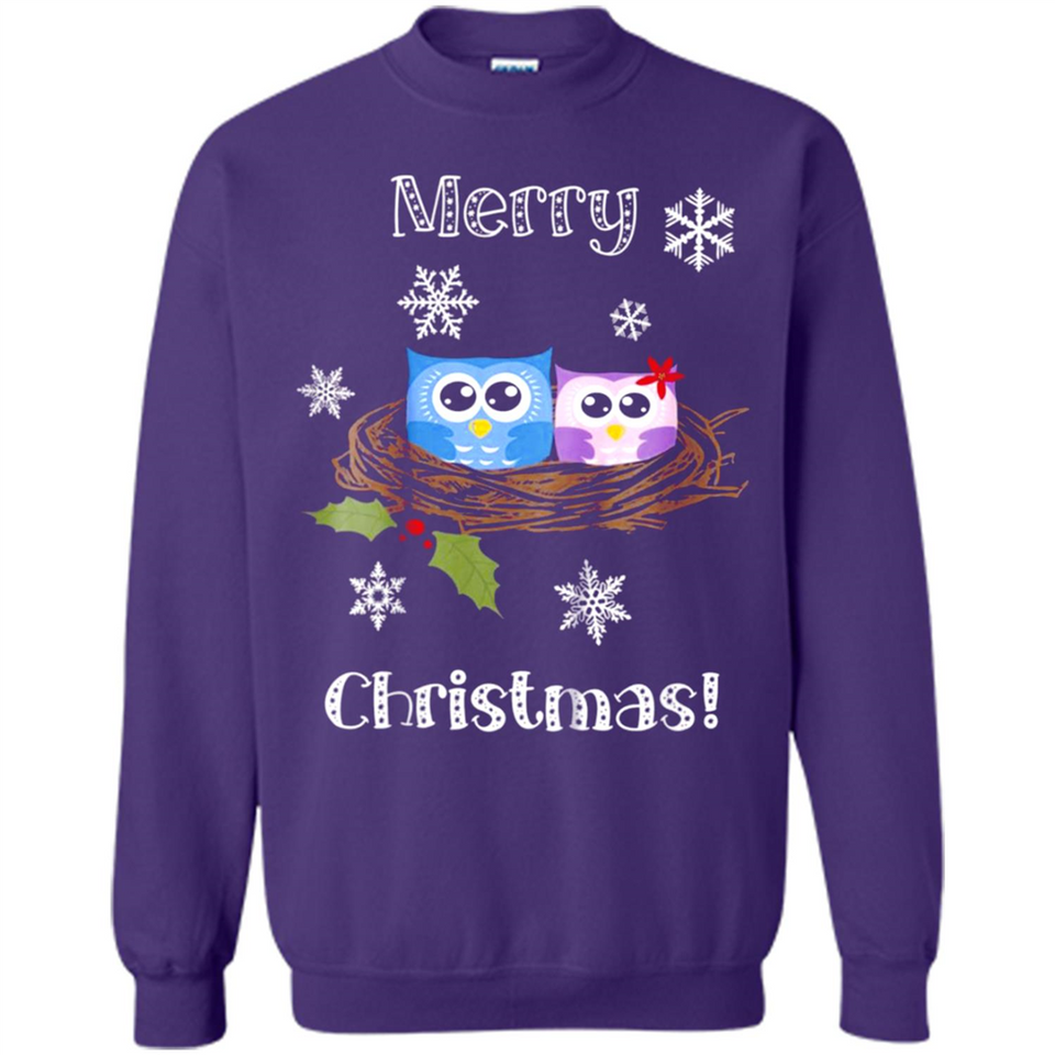 Cute Christmas Shirt Merry Christmas Snowflakes Owls Nest