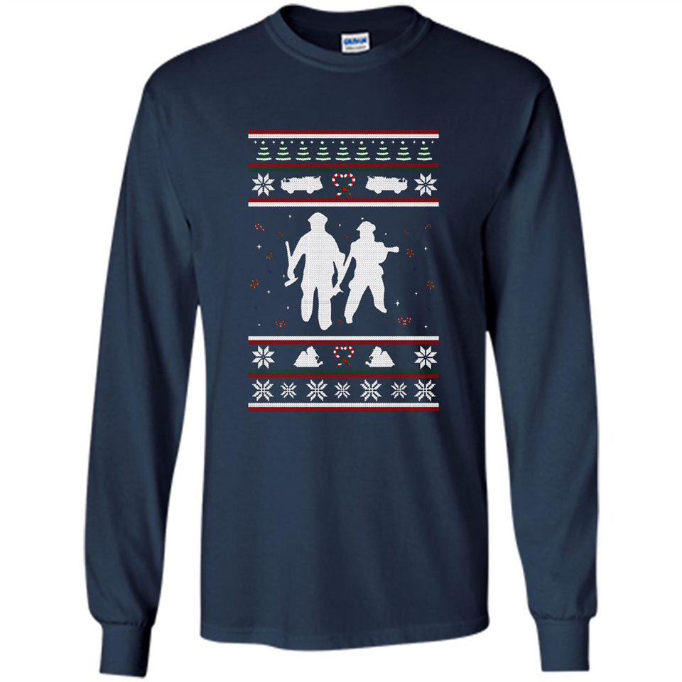 Christmas Ugly Sweater Firefighter Ugly Christmas Sweater - Long Sleeve T-Shirt