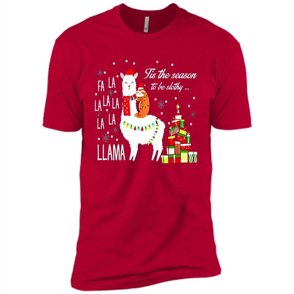 Llama Tis the season to be slothy Christmas sweatshirt PINGPONG - Premium Short Sleeve T-Shirt