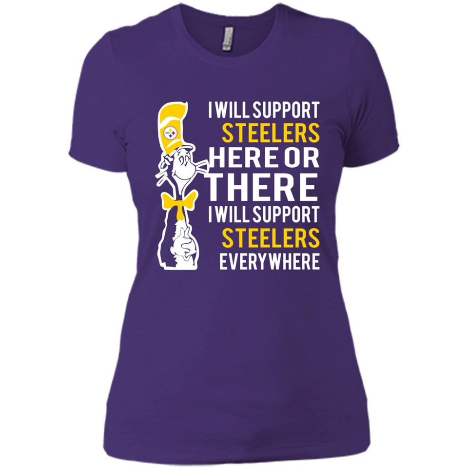 Shirt For Dr Seuss Cat And Pittsburgh Steelers Fans - Ladies' Boyfriend T-Shirt
