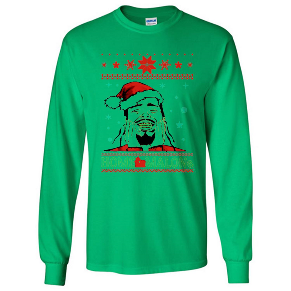 Home Malone Christmas Sweater PINGPONG - Long Sleeve T-Shirt