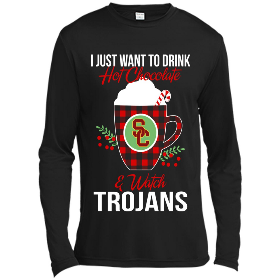 I Just Want To Drink Hot Chocolate & Watch USC Trojans Ugly Christmas Sweater PINGPONG