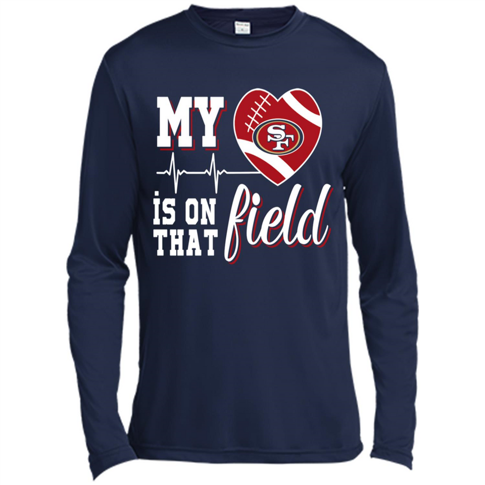 San Francisco 49ers Football My Heart is on that Field - Canvas Long Sleeve T-Shirt
