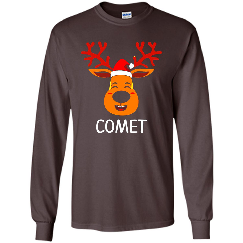 Comet Santa Claus Funny Xmas Holiday T-Shirt - Long Sleeve T-Shirt