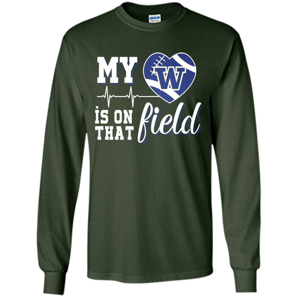 Washington Huskies Football My Heart is on that Field - Long Sleeve T-Shirt