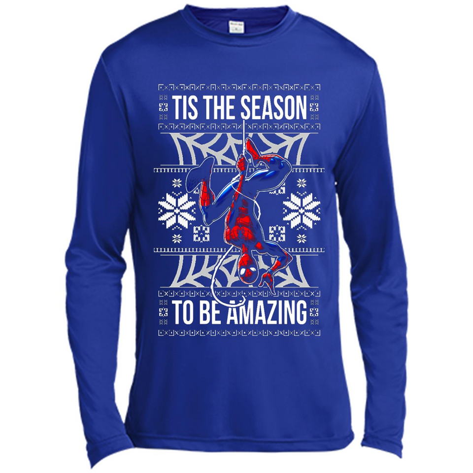 Marvel Spider Man Tis The Season To Be Amazing Ugly Christmas Mug PINGPONG - Canvas Long Sleeve T-Shirt