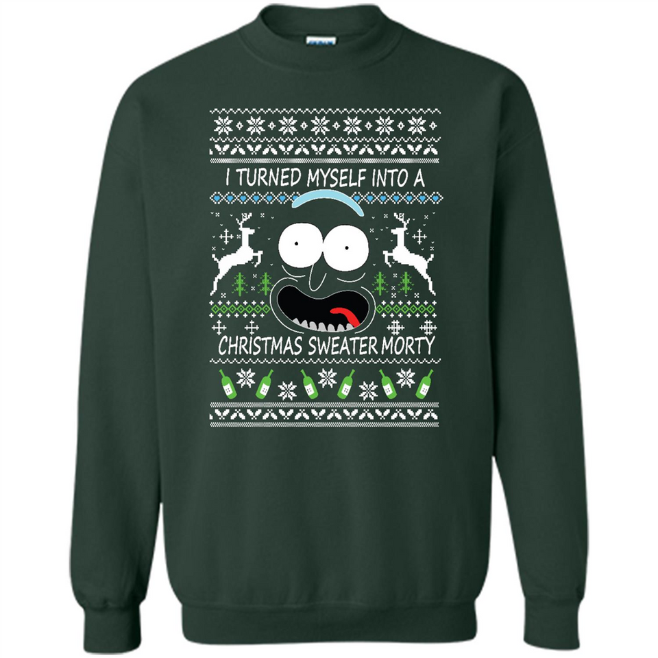 RICK AND MORTY-I TURNED MYSELF INTO A CHRISTMAS SWEATER MORTY UGLY XMAS SWEATER