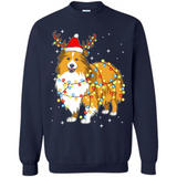 Christmas Lights Shetland Sheepdog Wearing Santa Hat Funny Xmas - Sweatshirt