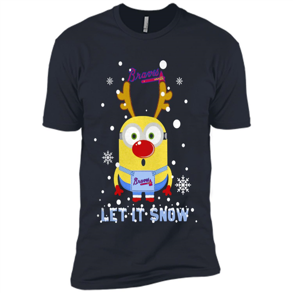 Minion Atlanta Braves Ugly Christmas Sweater Let it Snow - Premium Short Sleeve T-Shirt