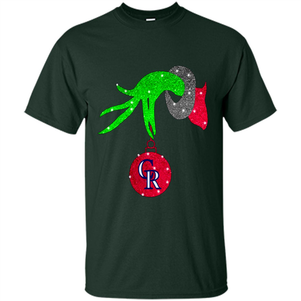 GRINCH HAND HOLDING COLORADO ROCKIES GLITTER CHRISTMAS PINGPONG