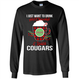 I Just Want To Drink Hot Chocolate & Watch Washington State Cougars Ugly Christmas Sweater PINGPONG