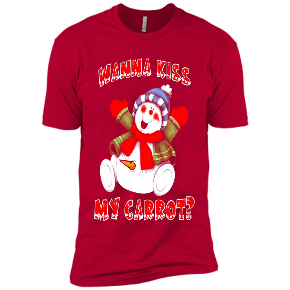 Snowman Wanna Kiss My Carrot Christmas - Premium Short Sleeve T-Shirt