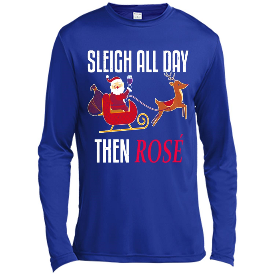 Sleigh All Day Then Rose Christmas Wine Gift - Canvas Long Sleeve T-Shirt