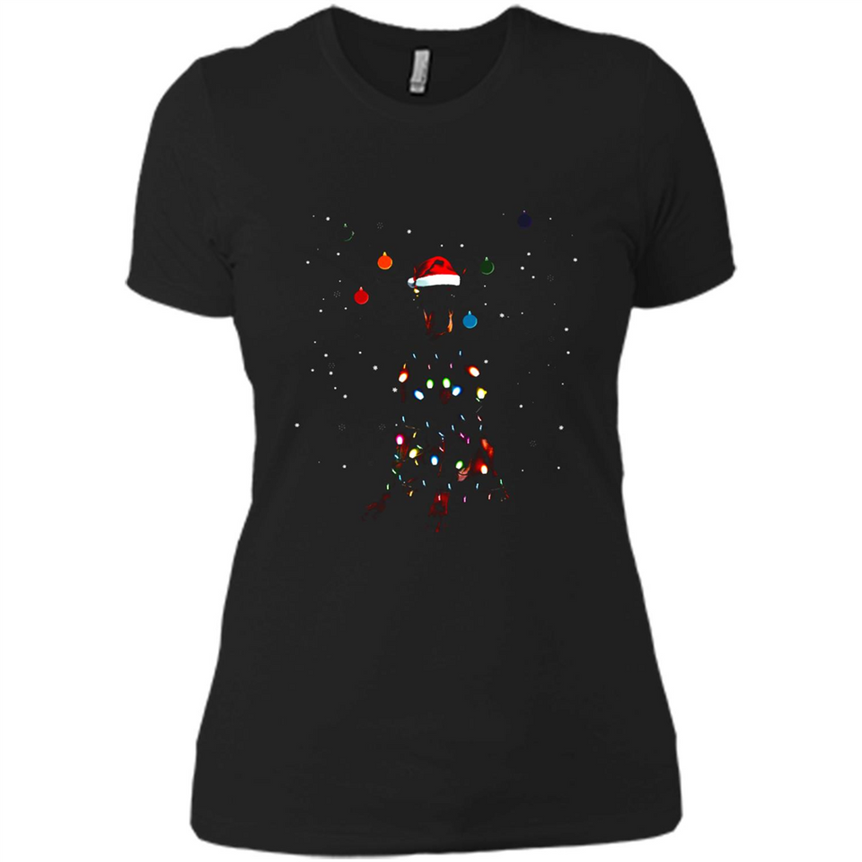 Doberman Santa Lights Christmas Dog Xmas Sweatshirt - Ladies' Boyfriend T-Shirt