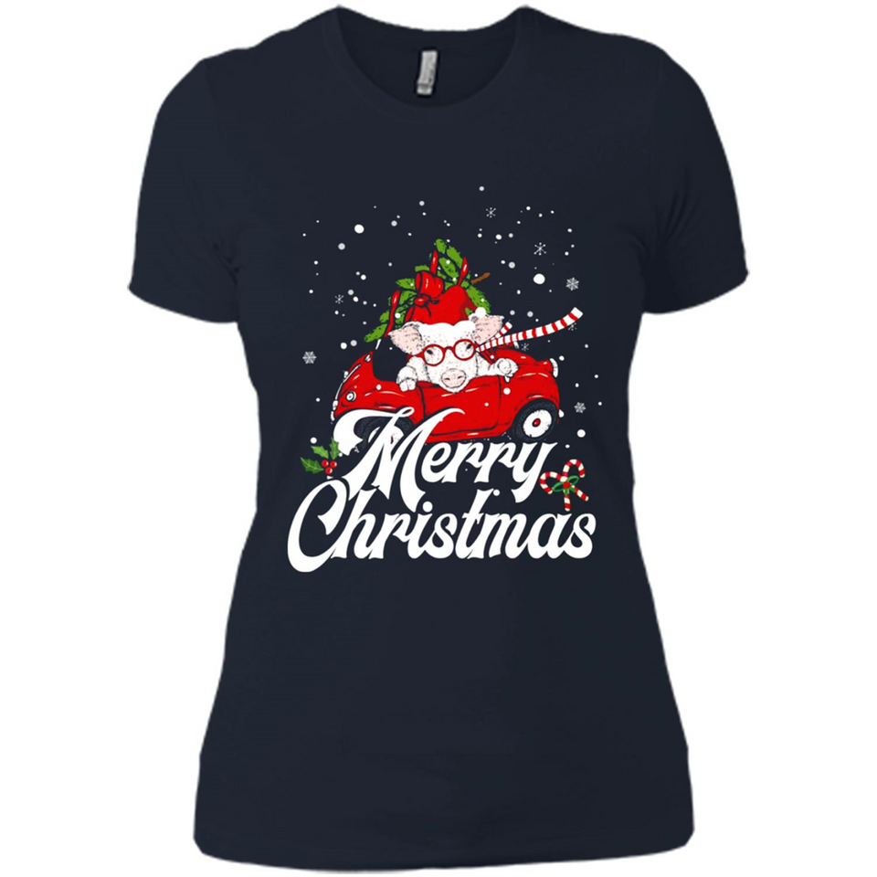 Merry Christmas Pig s - Ladies' Boyfriend T-Shirt