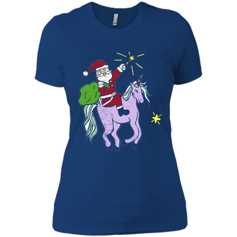 Distressed Retro Santa Riding Unicorn - Ladies' Boyfriend T-Shirt