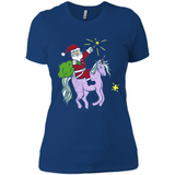 Distressed Retro Santa Riding Unicorn - Ladies' Boyfriend T-Shirt