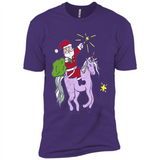 Distressed Retro Santa Riding Unicorn - Premium Short Sleeve T-Shirt