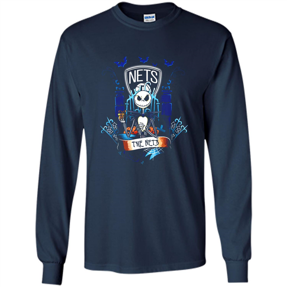 Brooklyn Nets Halloween The Nightmare Before Christmas - Long Sleeve T-Shirt