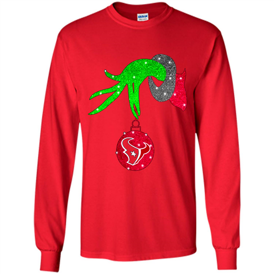 GRINCH HAND HOLDING HOUSTON TEXANS GLITTER CHRISTMAS PINGPONG