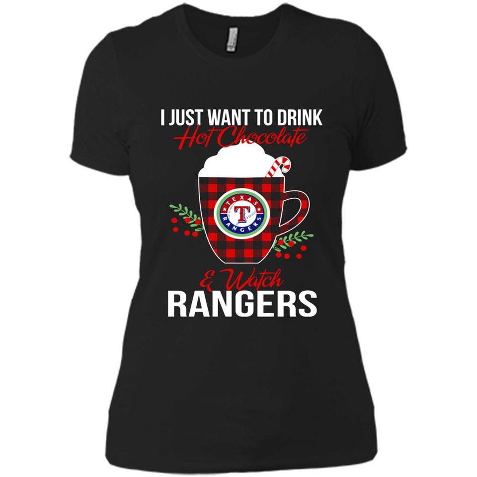 I Just Want To Drink Hot Chocolate & Watch Texas Rangers Ugly Christmas Sweater PINGPONG
