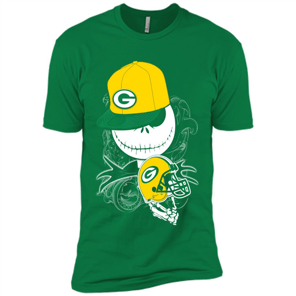 Jack Skellington The Nightmare Before Christmas-Packers Football - Premium Short Sleeve T-Shirt