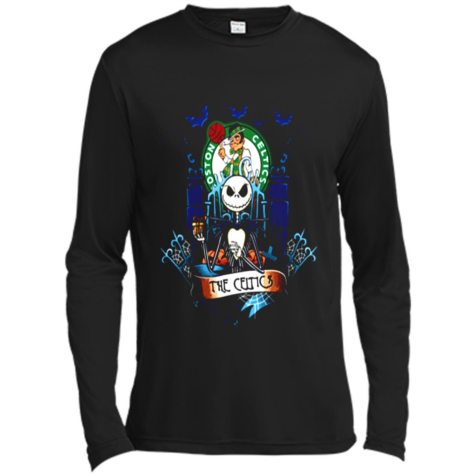 Boston Celtics Halloween The Nightmare Before Christmas - Canvas Long Sleeve T-Shirt