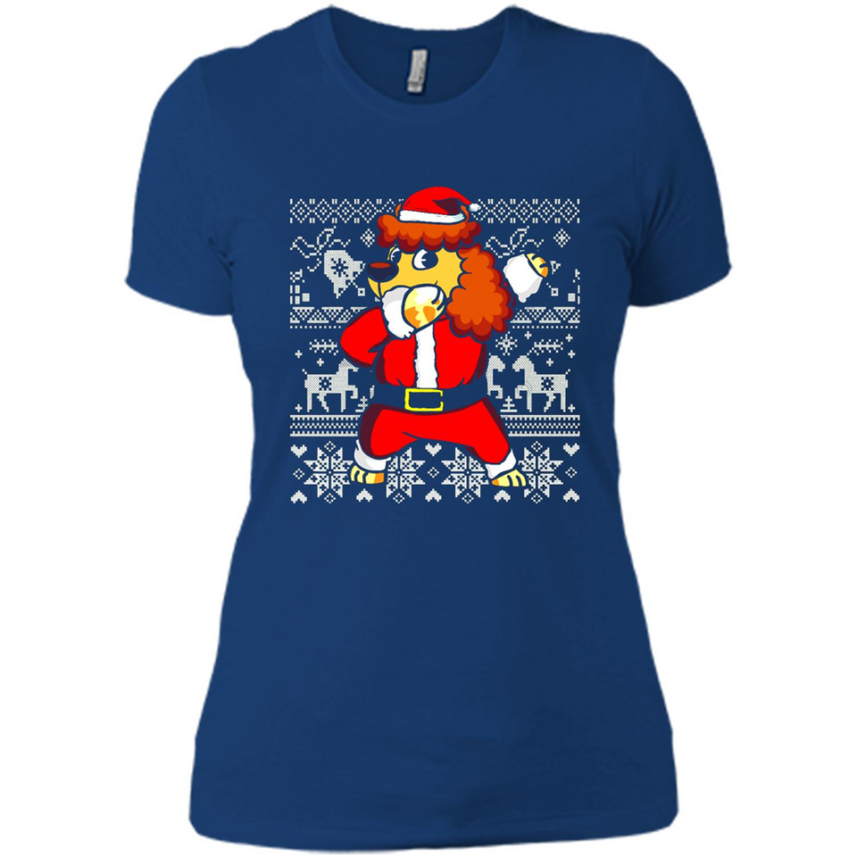 Dabbing Poodle Santa Christmas Holiday Sweatshirt - Ladies' Boyfriend T-Shirt