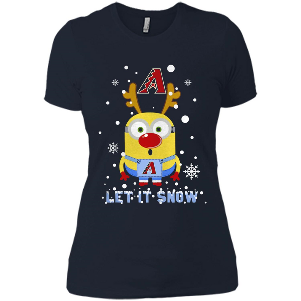 Minion Arizona Diamondbacks Ugly Christmas Sweater Let it Snow - Ladies' Boyfriend T-Shirt