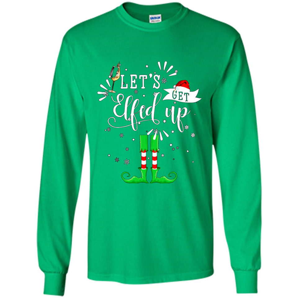 Let's Get Elfed Up Funny Drinking Wine Christmas Elf PINGPONG