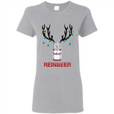 Budweiser Reinbeer Funny Beer Reindeer Christmas Sweatshirt - Ladies Short-Sleeve