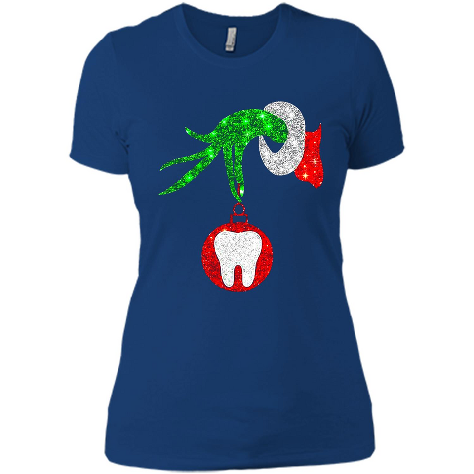 Christmas Nurse Grinch hand holding clinic dental ornament - Ladies' Boyfriend T-Shirt