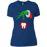 Christmas Nurse Grinch hand holding clinic dental ornament - Ladies' Boyfriend T-Shirt