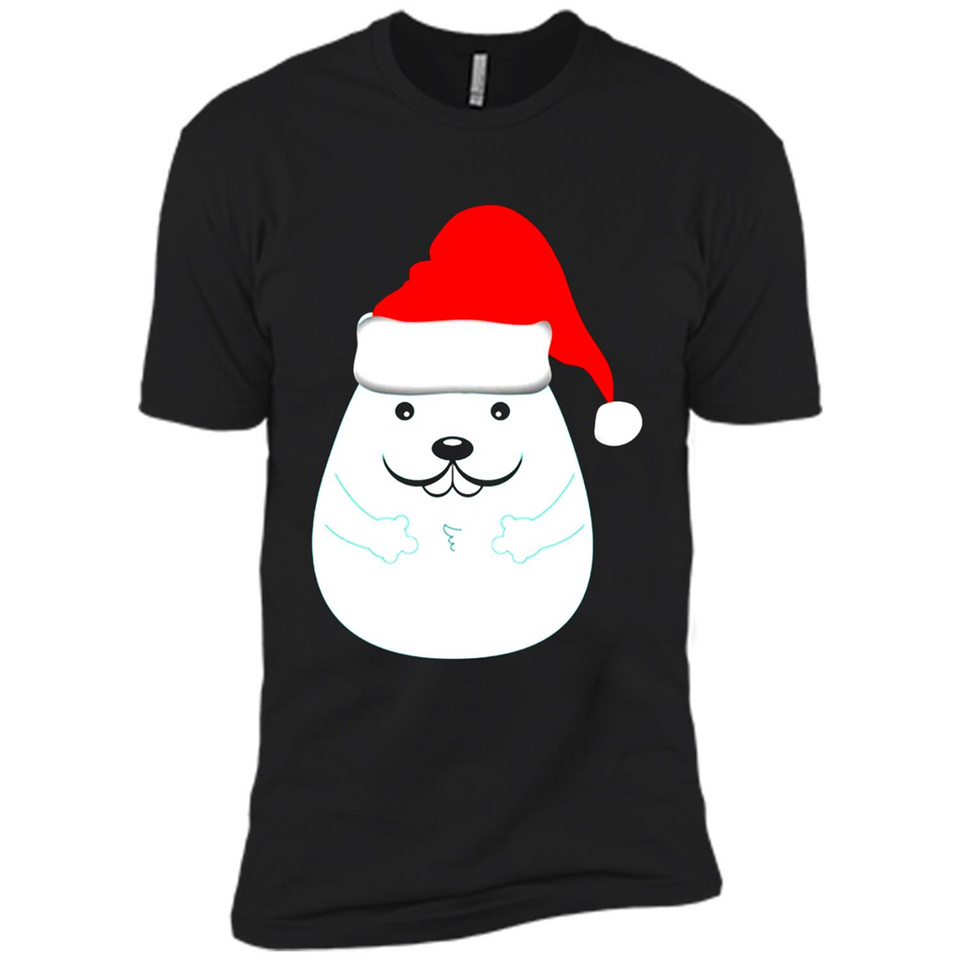 Funny Hamster Christmas t-shirt Santa Hat - Premium Short Sleeve T-Shirt