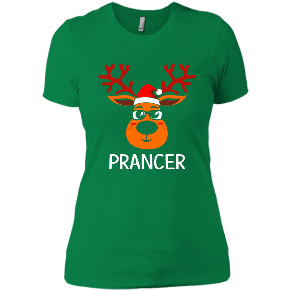 Prancer Reindeer Santa Claus Funny Xmas Holiday T-Shirt - Ladies' Boyfriend T-Shirt