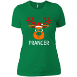 Prancer Reindeer Santa Claus Funny Xmas Holiday T-Shirt - Ladies' Boyfriend T-Shirt