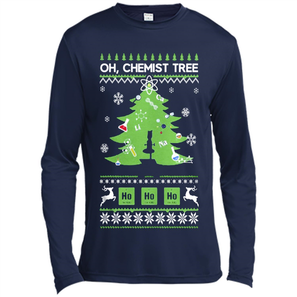 Oh Chemist Tree Ugly Christmas Sweater - Canvas Long Sleeve T-Shirt