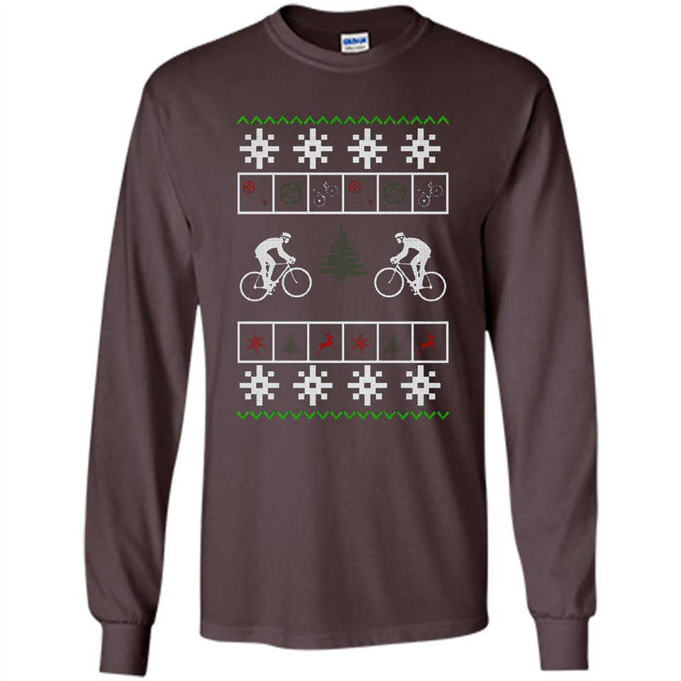 Christmas Ugly Sweater Cycling - Best Ugly Christmas Sweater - Long Sleeve T-Shirt