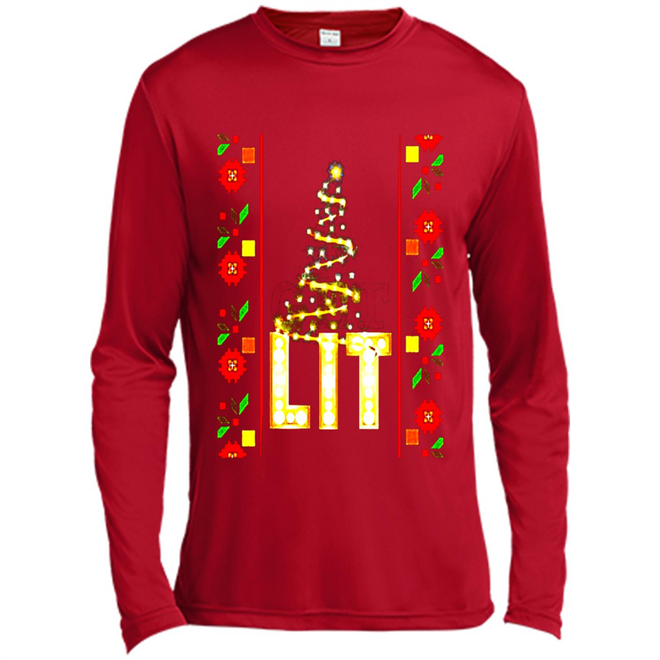 Funny Lets Get Lit Christmas Tree - Canvas Long Sleeve T-Shirt