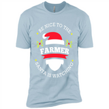 Be Nice to Farmer Santa Watching Christmas 1 - Premium Short Sleeve T-Shirt